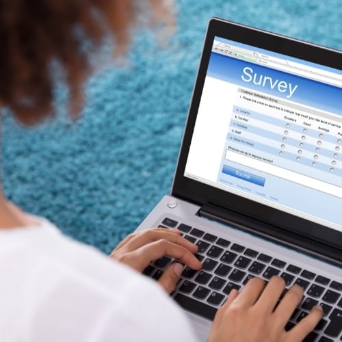 Woman looking at online survey