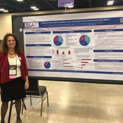 Laurie Hutcheson with LBCA Poster at SABCS 2021