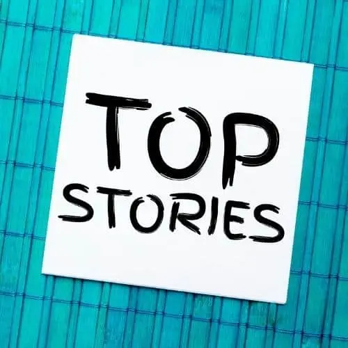 Top Stories written with a blue background