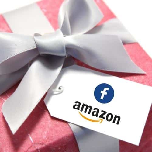 Gift box with Facebook and Amazon logos