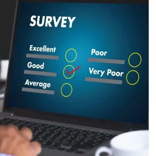 Survey choices on computer screen