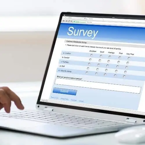 Person taking an online survey