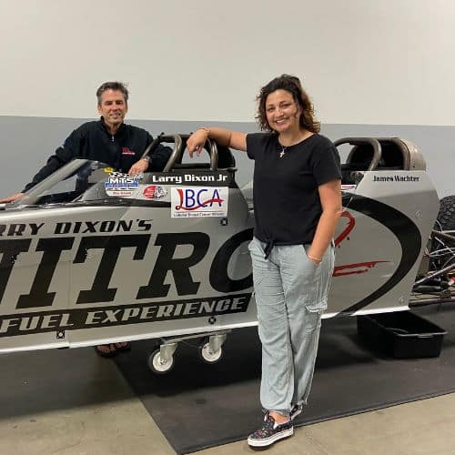 Ali and Larry Dixon with tandem dragster