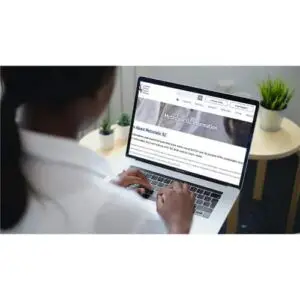 Woman looking at computer screen