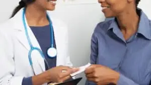 Woman with her doctor