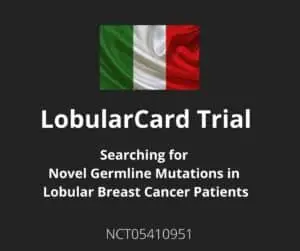 Italian flag and name of trial