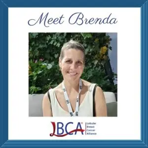 Woman in frame that says Meet Brenda